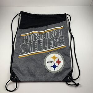 Pittsburgh Steelers Incline Drawstring‎ Cinch Bag Gray Black Football Back-Sack